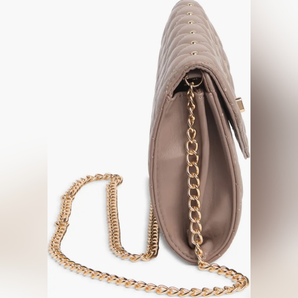 Badgley Mischka Quilted Crossbody Bag in Taupe with Gold Accents NWT - Picture 3 of 8